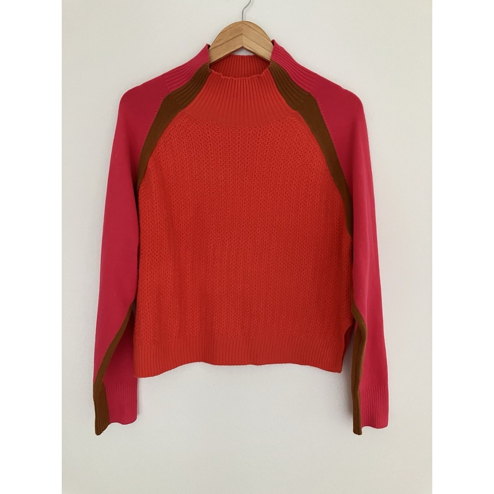 French Connection Color Block Turtle Neck Size Large Vibrant Retro